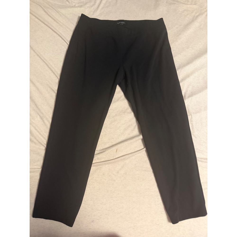 Eileen Fisher Womens Black Stretch Crepe Pull On Ankle Pants Size Large L/G